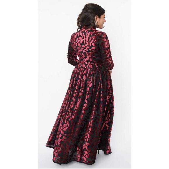 Unique Vintage Royal Purple and Tan Velvet Burnout Tallulah Duster M 6 8 NWOT - Picture 5 of 11